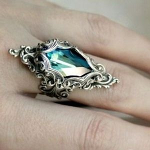 Aquarmarine sterling silver ring